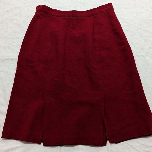 Liz Claiborne Dresses & Skirts - Liz Claiborne Double Slit Red Wool Skirt Size 16